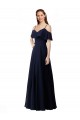 Chiffon Bridesmaids Dress with Off the Shoulder Ruffle Detail