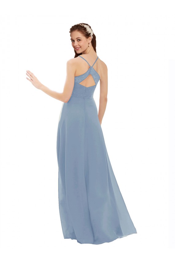 Sexy Chiffon Bridesmaid Dress with V-Neck Lace Bodice