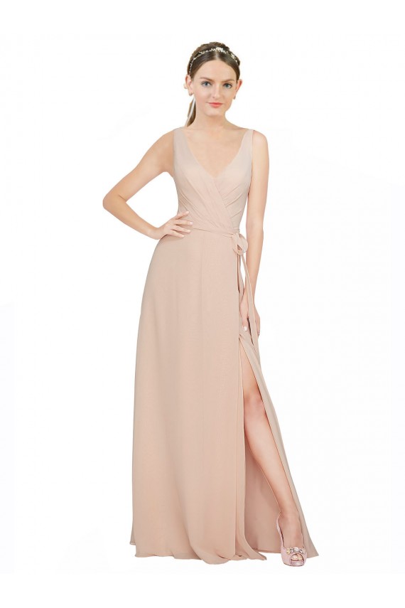 Chiffon Bridesmaids Dress with Matching Chiffon Tie Sash