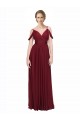 Off the Shoulder V-Neck Petite Chiffon Bridesmaid Dress with Open Back