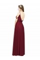 Off the Shoulder V-Neck Petite Chiffon Bridesmaid Dress with Open Back