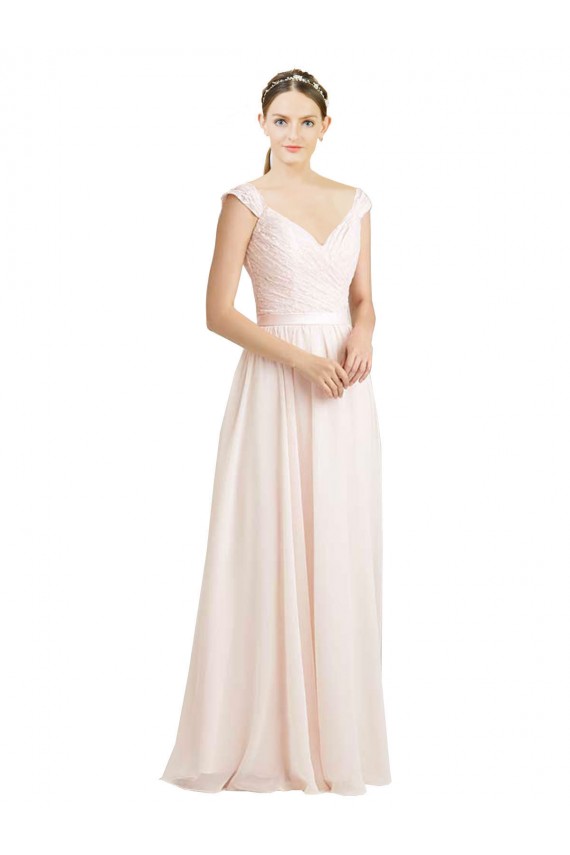 Sweetheart A-Line Chiffon Bridesmaid Dress with Ruched Lace Bodice