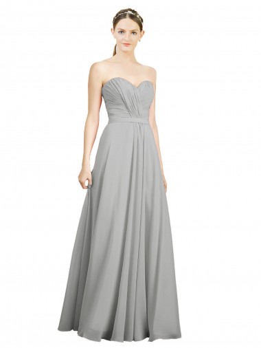 Sweetheart Strapless Draped Long Chiffon Bridesmaid Dress