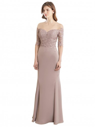 Sweetheart Neckline Long Sleeves Lace Bridesmaid Dress