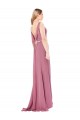 Long Slim Chiffon Bridesmaid Dress / Prom Dress with Beaded Waist