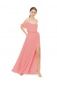 Draped Off the Shoulder Sleeves Chiffon Bridesmaid Dress