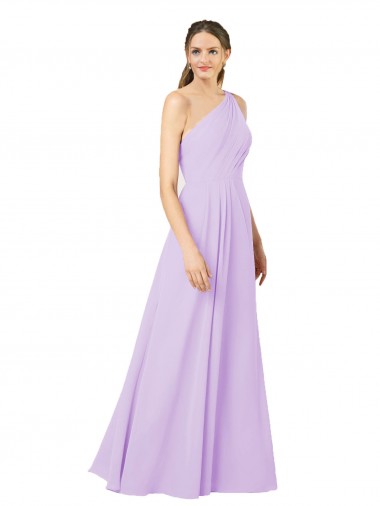 Grecian Inspired Simple One Shoulder Chiffon Formal Bridesmaid Dress with Ruching