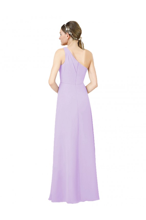 Grecian Inspired Simple One Shoulder Chiffon Formal Bridesmaid Dress with Ruching