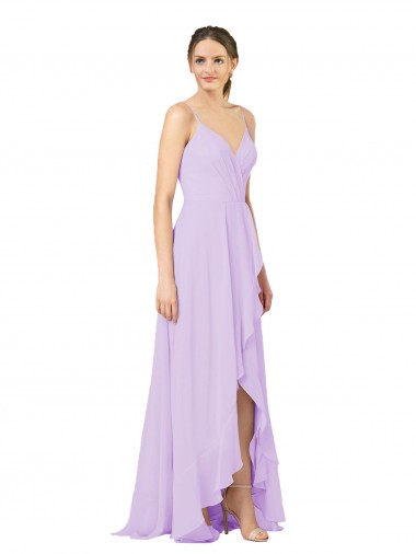 High-Low Chiffon Bridesmaid Dress with Ruffle Detail