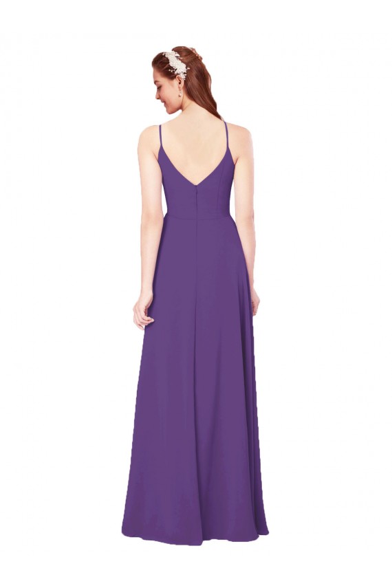 High Halter Chiffon Bridesmaid Dress with Keyhole