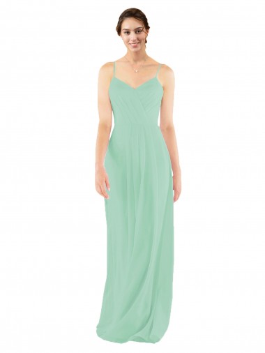 Classic Long Chiffon Bridesmaid Dress with V-Neck