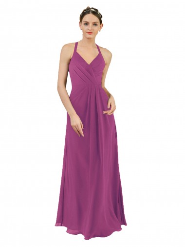 Sassy Chiffon Bridesmaid Dress with Halter Neckline