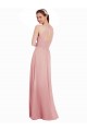 Chiffon Bridesmaids Dress with Draped Bodice and Keyhole Back