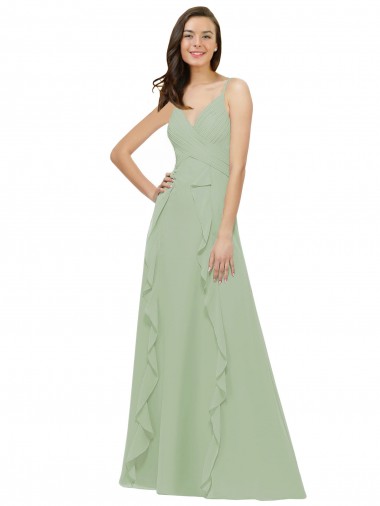 Chiffon Bridesmaid Dress with Ruffles and Draping