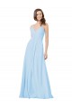 Long V-Neck Chiffon Bridesmaid Dress with Keyhole Back