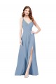 Surplice Bodice A-Line Long Chiffon Bridesmaid Dress