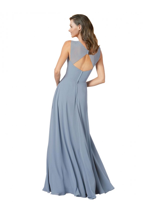 Surplice Bodice A-Line Long Chiffon Bridesmaid Dress