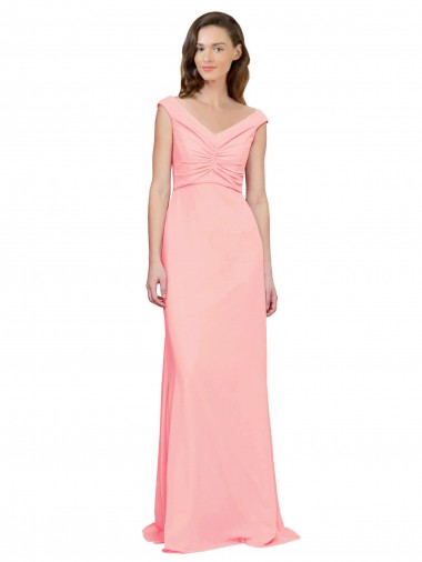 Luxe Chiffon Bridesmaid Dress with Shoulder Tip Gathered Bodice