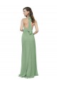 High Collar Halter Neck Chiffon Bridesmaid Dress with Long Back Tie