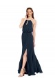 Grecian Style Halter Chiffon Bridesmaid Dress with Keyhole and Slit