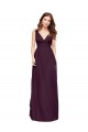 Plunging V-Neckline Long Chiffon Bridesmaid Dress with Deep V-Back