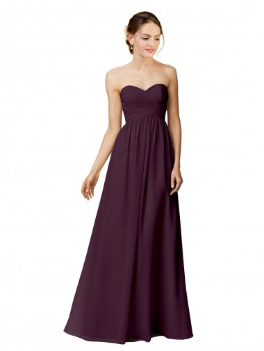 Strapless Chiffon Bridesmaid Dress with Criss Cross Shirred Bodice