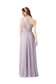 One Shoulder Chiffon Bridesmaid Dress with Front Keyhole and Shirred Bodice