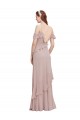 Cascading Ruffles Long Chiffon Bridesmaid Dress with Cold Shoulder