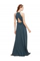 Halter Neck Front Keyhole Chiffon Bridesmaid Dress with Shirred Waist