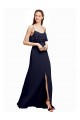 Draped Long Chiffon Bridesmaid Dress with Straps and Layers