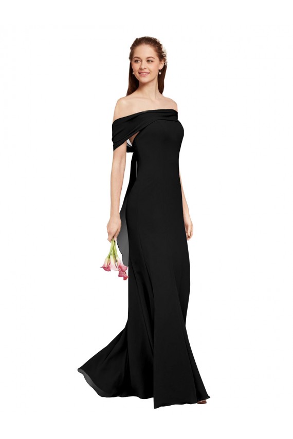 Fit and Flare Long Chiffon Bridesmaid Dress / Prom Dress with Sash and Open Back