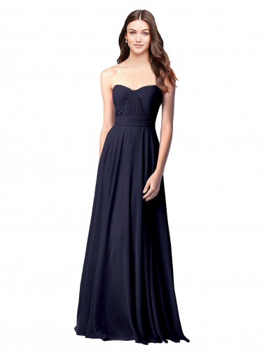 Luxe Chiffon Bridesmaid Dress with Sweetheart Neckline and Shirred Bodice