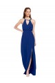 High Keyhole Neck Long Chiffon Bridesmaid Dress with Slit