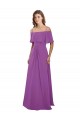 Draped Off The Shoulder Chiffon Bridesmaid Dress with Spaghetti Straps and Ruffled Neckline