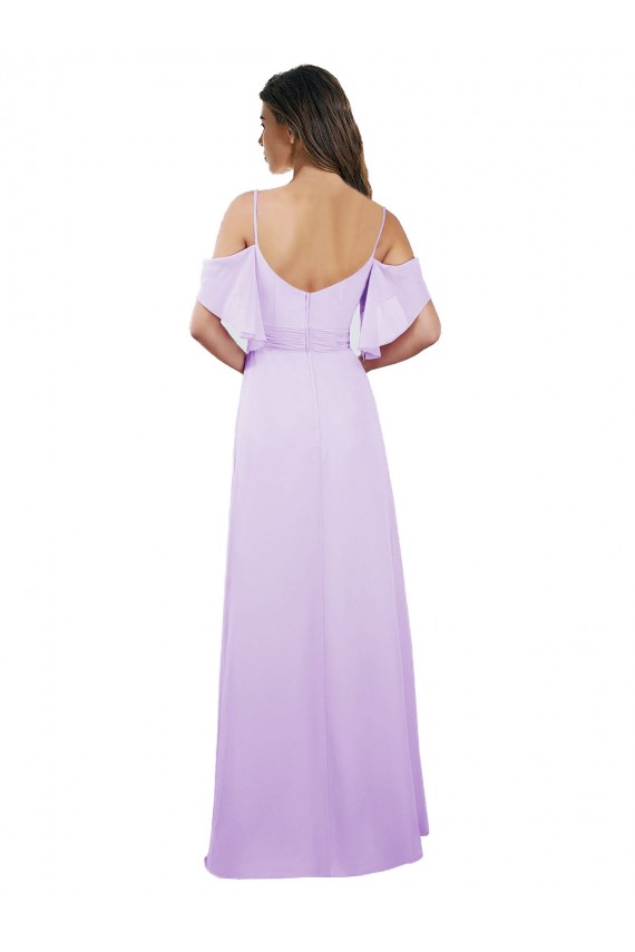 Chiffon Bridesmaid Dress with Draped Sweetheart Bodice and Off The Shoulder Flounces