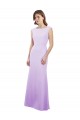 Chiffon Column Bridesmaid Dress with High Round Neckline and Cap Sleeves