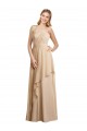 Draped Long Chiffon A-Line Dress with Cascading Ruffles