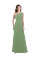 One Shoulder Chiffon Bridesmaid Dress with Pleats and Side Slit