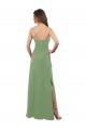 One Shoulder Chiffon Bridesmaid Dress with Pleats and Side Slit