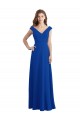 Draped Shoulder V-Neck Long Chiffon Bridesmaid Dress