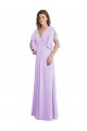 A-Line Draped Chiffon Bridesmaid Dress with V-Neck and Split Sleeves