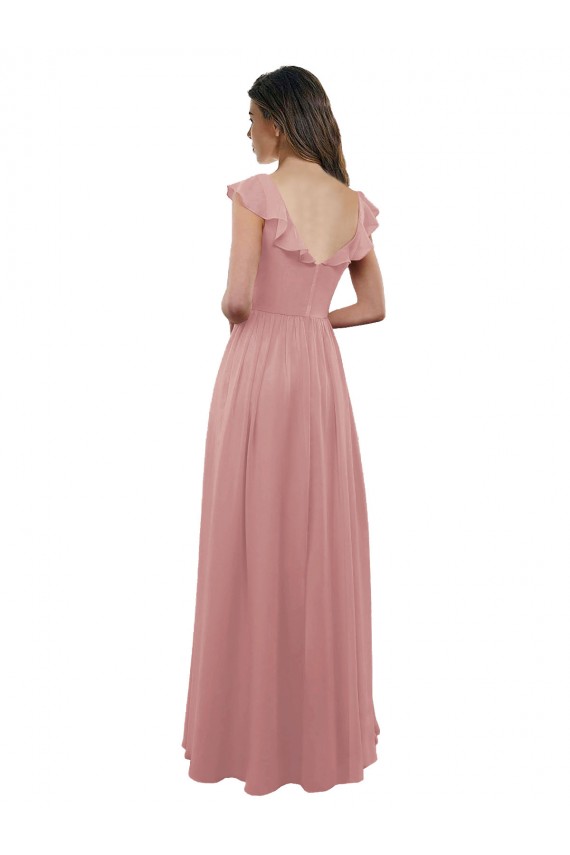 Chiffon A-Line Bridesmaid Dress with V-Neck Wrap Bodice