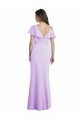 Ruffled Neckline Cold Shoulder Long Chiffon Bridesmaid Dress