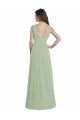 V-Neck A-Line Long Chiffon Bridesmaid Dress with Draped Bodice