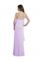 Scoop Neck Long Chiffon Bridesmaid Dress with Cross Over Neckline Flounce