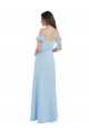 Cold Shoulde Chiffon Bridesmaid Dress with Wrap Bodice