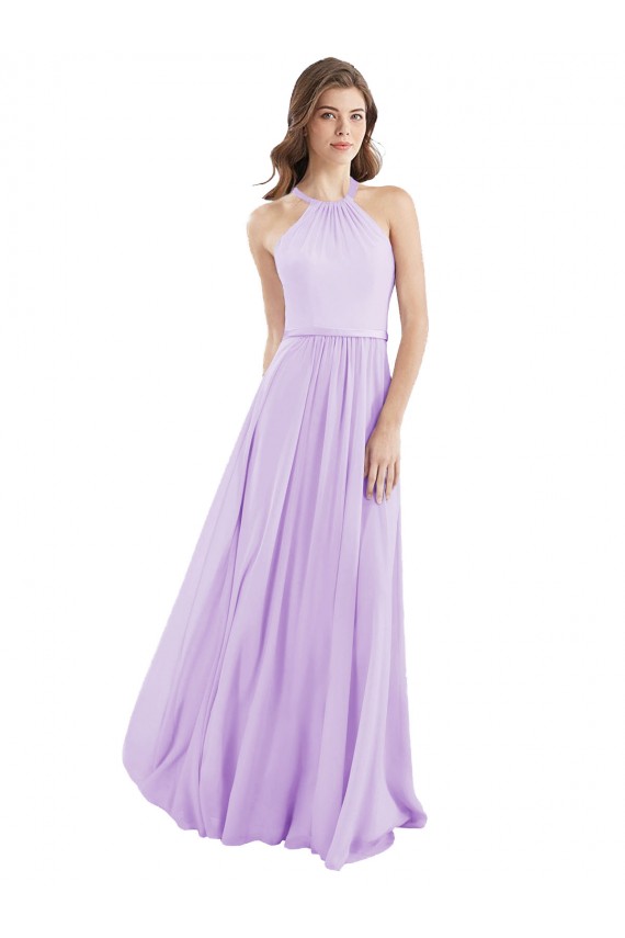 Halter Chiffon A-Line Bridesmaid Dress with Flounce Back