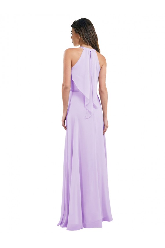 Halter Chiffon A-Line Bridesmaid Dress with Flounce Back