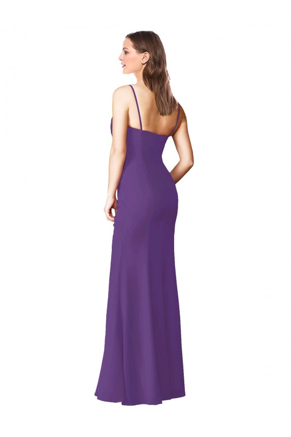 Strapless Chiffon Bridesmaid Dress with Pleated Wrap Bodice and Side Slit