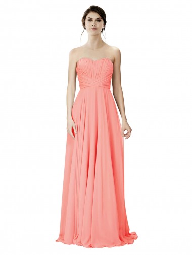 Strapless Chiffon Bridesmaid Dress with Ruched Sweetheart Neckline